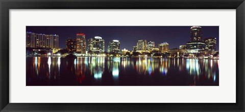 Framed Buildings at night, Lake Eola, Orlando, Florida Print