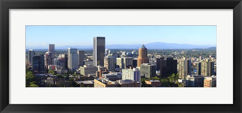 Framed Cityscape with Mt St. Helens and Mt Adams in the background, Portland, Multnomah County, Oregon, USA 2010 Print