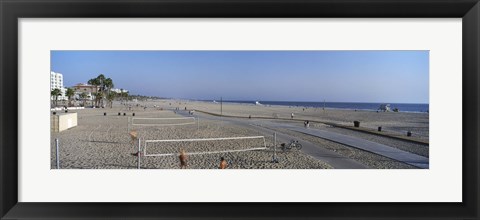 Framed Tourists playing volleyball on the beach, Santa Monica, Los Angeles County, California, USA Print