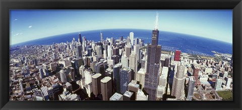 Framed Sears Tower, Aerial View, Lake Michigan, Chicago, Illinois, USA Print