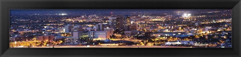 Framed City lit up at night, Tucson, Pima County, Arizona, USA Print