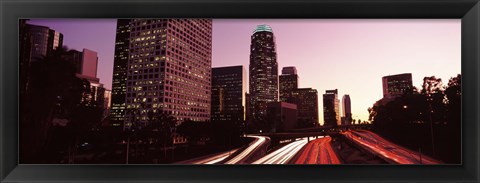 Framed Highway through Skyscrapers in Los Angeles, California Print