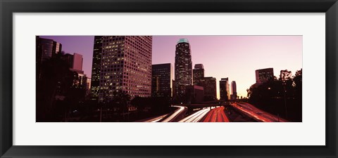 Framed Highway through Skyscrapers in Los Angeles, California Print