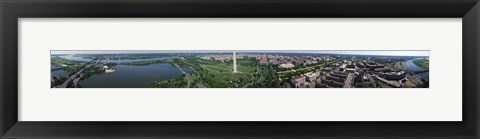 Framed Aerial view of a monument, Tidal Basin, Constitution Avenue, Washington DC, USA Print