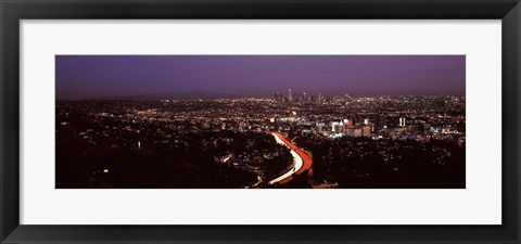 Framed City lit up at night, City Of Los Angeles, Los Angeles County, California, USA 2010 Print