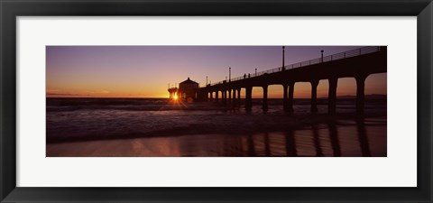 Framed Manhattan Beach Pier with Pink Sky, California Print