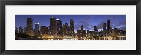 Framed Night Skyline, Lake Michigan, Chicago, Cook County, Illinois, USA 2010 Print