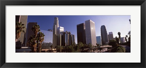 Framed Palm trees and skyscrapers in a city, City Of Los Angeles, Los Angeles County, California, USA Print