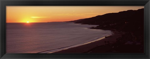 Framed Beach at sunset, Malibu Beach, Malibu, Los Angeles County, California, USA Print