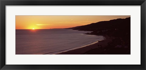 Framed Beach at sunset, Malibu Beach, Malibu, Los Angeles County, California, USA Print