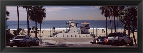 Framed Pier over an ocean, Manhattan Beach Pier, Manhattan Beach, Los Angeles County, California, USA Print