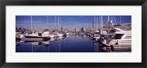 Framed Sailboats at a harbor, Long Beach, Los Angeles County, California, USA Print