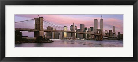 Framed Bridge across a river, Brooklyn Bridge, Manhattan, New York City, New York State, USA Print