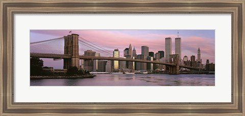 Framed Bridge across a river, Brooklyn Bridge, Manhattan, New York City, New York State, USA Print