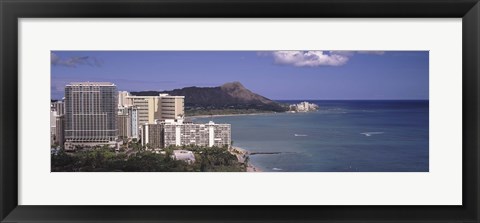 Framed Buildings at the waterfront, Honolulu, Oahu, Honolulu County, Hawaii Print