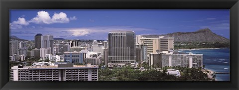 Framed Honolulu Buildings, Oahu, Honolulu County, Hawaii Print