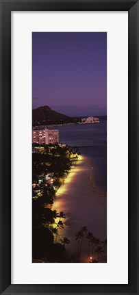 Framed Buildings at the waterfront, Honolulu, Hawaii Print