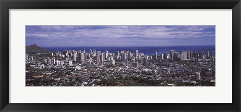 Framed Aerial view of a city, Honolulu, Oahu, Honolulu County, Hawaii, USA 2010 Print