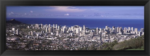 Framed Honolulu skyline, Oahu, Honolulu County, Hawaii, USA 2010 Print