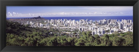 Framed View of Honolulu with the ocean in the background, Oahu, Honolulu County, Hawaii, USA 2010 Print