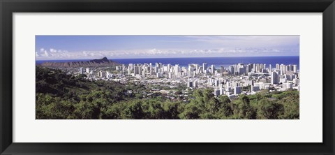 Framed View of Honolulu with the ocean in the background, Oahu, Honolulu County, Hawaii, USA 2010 Print