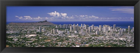 Framed View of a city, Honolulu, Oahu, Honolulu County, Hawaii, USA 2010 Print