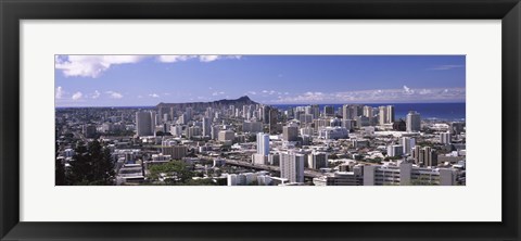 Framed High angle view of a city, Honolulu, Oahu, Honolulu County, Hawaii, USA Print