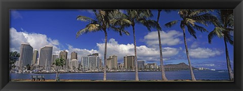 Framed Skyscrapers at the waterfront, Honolulu, Hawaii Print