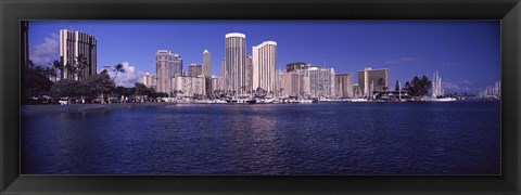 Framed Skyscrapers at the waterfront, Honolulu, Hawaii, USA Print