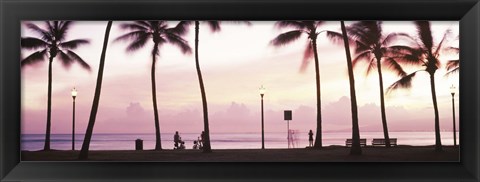 Framed Palm trees on the beach, Waikiki, Honolulu, Oahu, Hawaii Print