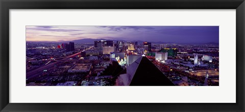 Framed City lit up at dusk, Las Vegas, Clark County, Nevada, USA Print