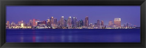 Framed San Diego in Bright Blue Print