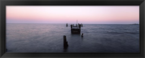 Framed Pier in the Atlantic Ocean, Dilapidated Pier, North Point State Park, Edgemere, Baltimore County, Maryland, USA Print