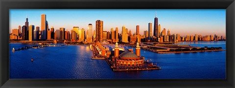 Framed Sunrise at Navy Pier, Lake Michigan, Chicago, Cook County, Illinois, USA Print