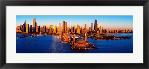 Framed Sunrise at Navy Pier, Lake Michigan, Chicago, Cook County, Illinois, USA Print