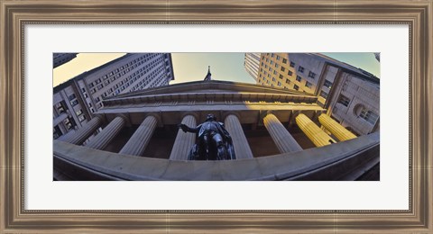 Framed Low angle view of a stock exchange building, New York Stock Exchange, Wall Street, Manhattan, New York City, New York State, USA Print