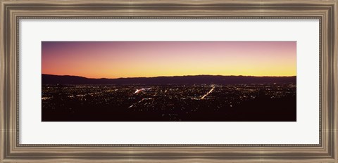 Framed City lit up at dusk, Silicon Valley, San Jose, Santa Clara County, San Francisco Bay, California Print