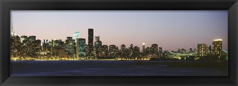 Framed New York Skyline from a Distance (gray sky) Print