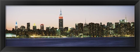 Framed New York City Skyline Lit Up at Night Print