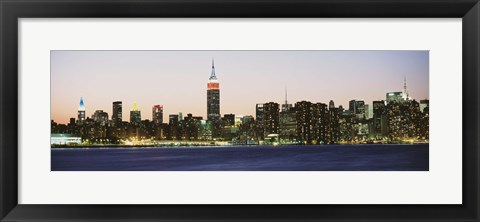 Framed New York City Skyline Lit Up at Night Print