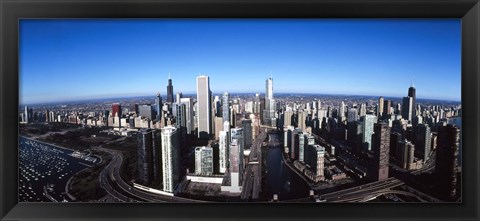 Framed Skyscrapers in a city, Trump Tower, Chicago River, Chicago, Cook County, Illinois, USA 2011 Print