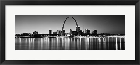 Framed Black and white view of St. Louis, Missouri Print