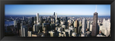 Framed Skyscrapers in a city, Hancock Building, Lake Michigan, Chicago, Cook County, Illinois, USA 2011 Print