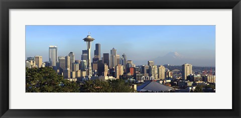 Framed Seattle city skyline with Mt. Rainier in the background, King County, Washington State, USA 2010 Print