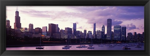 Framed Buildings at the Waterfront, Lake Michigan, Chicago (purple) Print