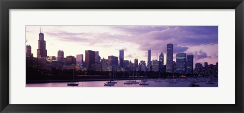 Framed Buildings at the Waterfront, Lake Michigan, Chicago (purple) Print