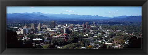 Framed Aerial view of a city, Asheville, Buncombe County, North Carolina, USA 2011 Print