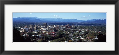 Framed Aerial view of a city, Asheville, Buncombe County, North Carolina, USA 2011 Print