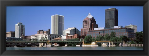 Framed Buildings at the waterfront, Genesee River, Rochester, Monroe County, New York State Print