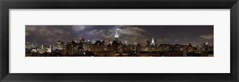 Framed Buildings lit up at night, Empire State Building, Manhattan, New York City, New York State, USA 2009 Print